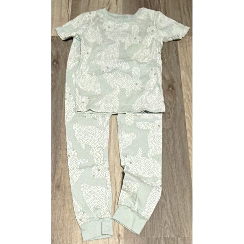 Kids Animal Print 2pc Pajama Set Size 7 Green/White Short Sleeve Size 7 A4
